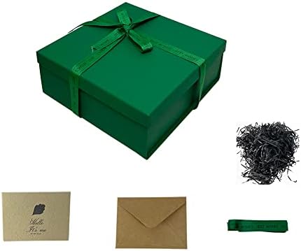Caixa de presente vazio de Manoczy 9,1 × 9,1 × 3,6 polegadas de papelão dobrável cartão de recipiente presente de recipiente, fita, papel ralado