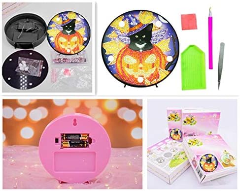 Pintura de diamante LED Light Halloween 5d Full Full By Number Kits Bordado Craft for Home Decoration ou Gifts-6.0in x 6.0in