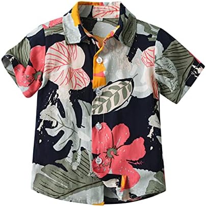 Criança infantil de verão garoto de menino roupas casuais de manga curta camiseta floral camisa de praia tampes Outwear