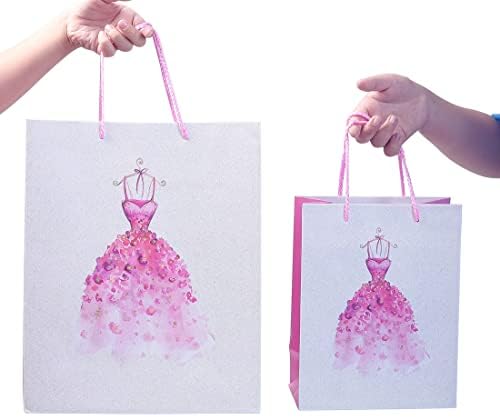 Bolsa de presente Ysmile para meninas com papel de embrulho 9 Saco de presente de papel médio com alça para festa de aniversário -