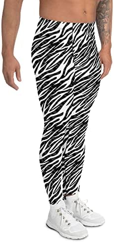 Listras de zebra leggings para homens em preto e branco padrão animal de ioga de cintura média