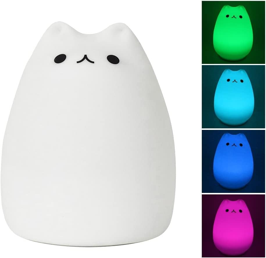 Scopow Night Lights for Kids Room Sishy Cat Lamp for Desk Decor, Kawaii Anime Silicon Light Up para criança meninas,