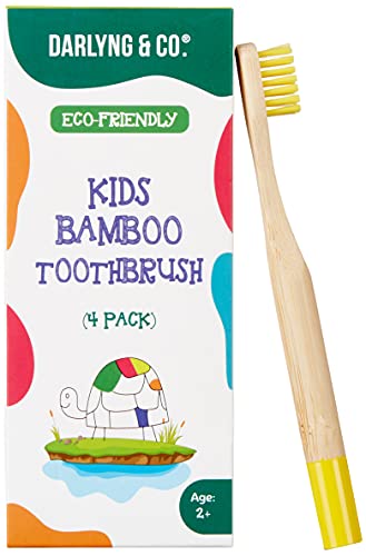 Darlyng & Co Biodegradable Bamboo Tontsbrush for Kids | Massageando suavemente os dentes e gengivas | Cerdas de nylon macias e flexíveis