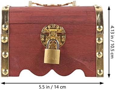 Caixa de madeira de tesouro de madeira Caixa de jóias de bloqueio de metal pequena caixa de joalheria de bloqueio de metal