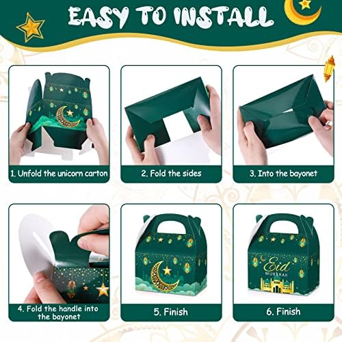 Pacote de 24 caixas de tratamento do Ramadã Eid Mubarak Boxes de presente mesquita Lanterna Lanterna Eid Party Favor