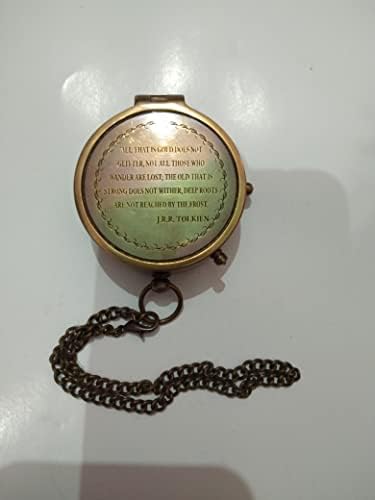 Náutico Antique acabamento vintage Chain Chain Direcional 2 Flate Pocket Compass by Haider Ali Instruments