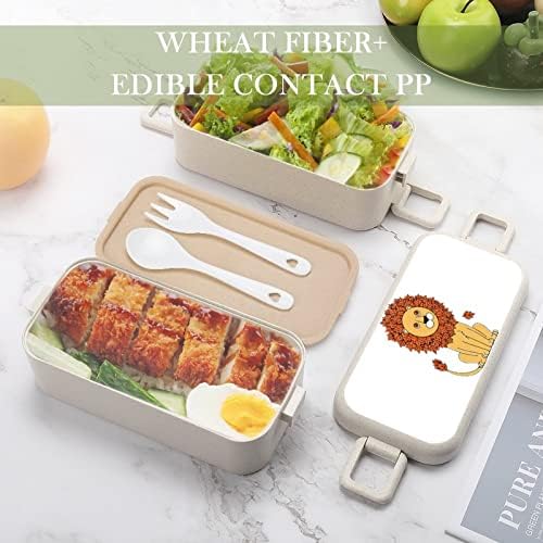 FOLL FOLLE Lion Double empilhável Bento lancheira Modern Bento Contêiner com conjunto de utensílios