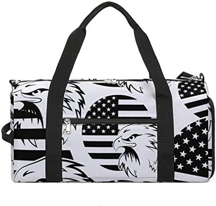 American USA Flag Eagle Gym Bag Bag Bag Duffel Bag com compartimento de sapatos para férias de esportes para Weekender