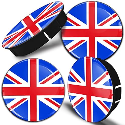 Biomar Labs® 4 x 60mm 3d Universal Wheel Hub Center Caps UK GB Union Jack Jack Reino Unido Inglaterra Bandeira Britânica Bandeira
