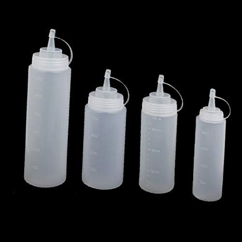 X-Dree Multi-Capacity plástico Bocal nítido armazenamento líquido Bottle Bottle Conjunto 4 em 1 (Contened de Botellas de Almacenamiento de Cosa de Boca Afilada de Plástico de MúltiPles Capacidades 4 EN 1