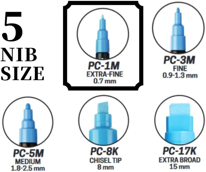 Posca marcador de canetas de tinta acrílica Largura de ponta fina extra 0,7mm 28 cores PC-1M, marcadores de tinta acrílica para rocha, tecido, vidro, metal, incluindo canetas Dica PCR-1