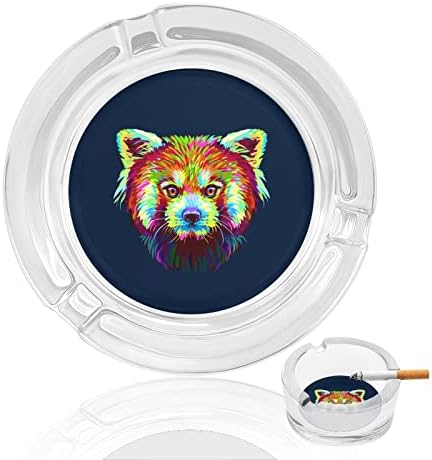 Red Panda Graphic Color Retrato Glass Afstrays Para cigarros e charutos Round Ash Bande