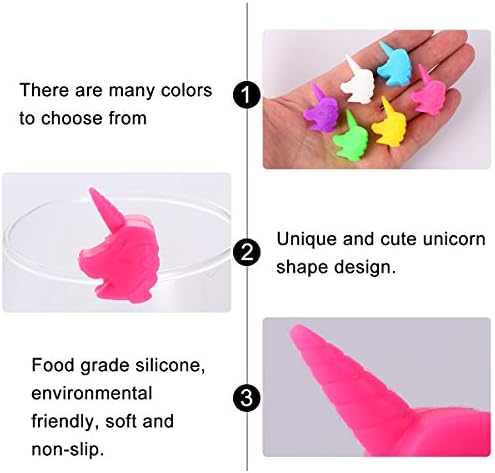 PretyZoom 12pcs 6 colorido Silicone Unicorn Wine Glass Marker Drink