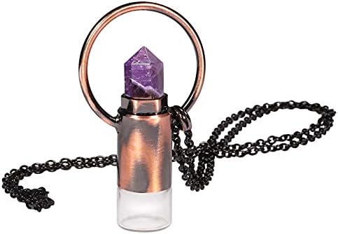 Colar de difusor de óleo essencial de pedra SUNYIK para homens, cura do colar de pendente de garrafa de perfume Crystal Point para