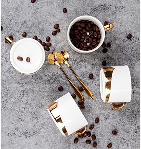 Vaso de café zlxdp, xícara de café, xícara de chá de leite de estilo europeu, conjunto de chá de ouro em cerâmica, enfeites de decoração de cozinha em casa presentes