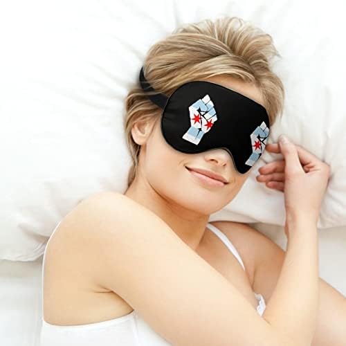 Punho levantado Flag da bandeira de chicago tampa de máscara de olho macio sombreamento eficaz conforto máscara de sono com cinta ajustável elástica