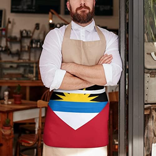 Avental de Antígua e Barbuda Bandeira da cintura com 3 bolsos fofos meio avental abrevino de avental para restaurante