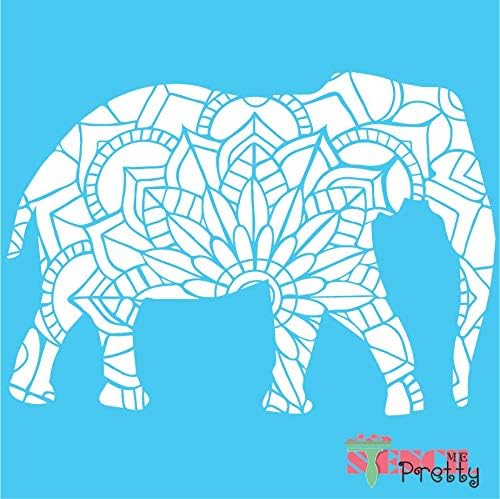Estêncil de design ornamentado de elefante indiano - Arte DIY Best Vinyl Grandes estênceis para pintar em madeira, tela, parede, etc. Multipack | Material de cor branca de grau Ultra Show de grau