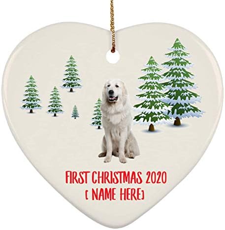 Nome personalizado Ano personalizado Great Pirneees Creme branco Primeiro 2023 Árvores de Natal Presentes de Ano Novo