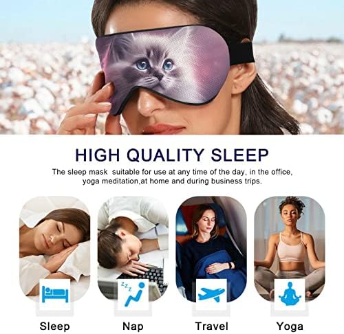 Foliosa embaçada máscara de sono de gato branco, purê de olho respirável e confortável para dormir pesado para mulheres homem