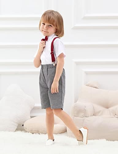A&J Design Baby & Toddler Boys 3pcs Suspenders Suspenders Spender, camisa, gravata borboleta, colete e shorts