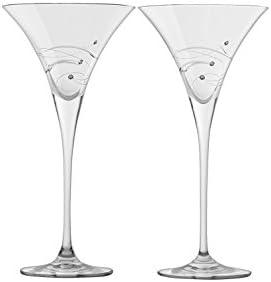 Barski - Vidro feito à mão - Sparkle - Martini Glass - Decorado com diamantes reais Swarovski - Boxado de presente - 8,25