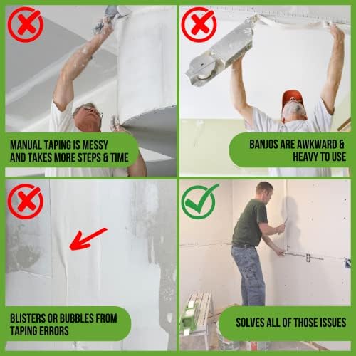 Distribuidor de fita de drywall de tapasbuddy da Buddy Tools LLC - Ferramenta de gravação de drywall Aplica o composto de junta a Std. Fita de drywall em uma etapa - economiza tempo e dinheiro vs. gravação manual bagunçada e um banjo pesado de drywall