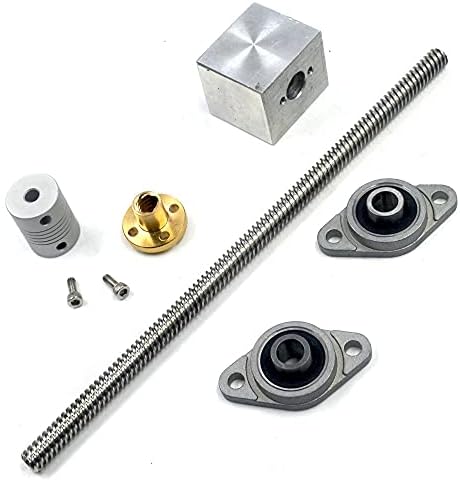 Kit de parafuso de chumbo T8 para o conjunto de impressoras 3D de 300 mm de comprimento de 8 mm diâmetro vertical de 8 mm de parafuso de chumbo e rolamento montado em bloco de travesseiros