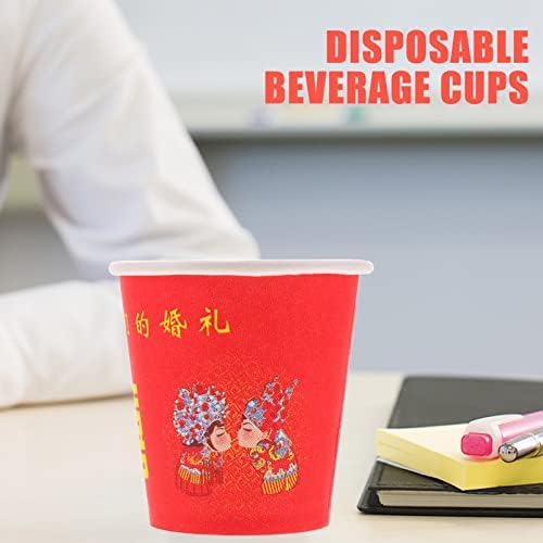 Galpada Copos de papel descartável 100pcs Papel de casamento chinês Drinks Cold Tea Tea Water suco titular de copos de bebida para