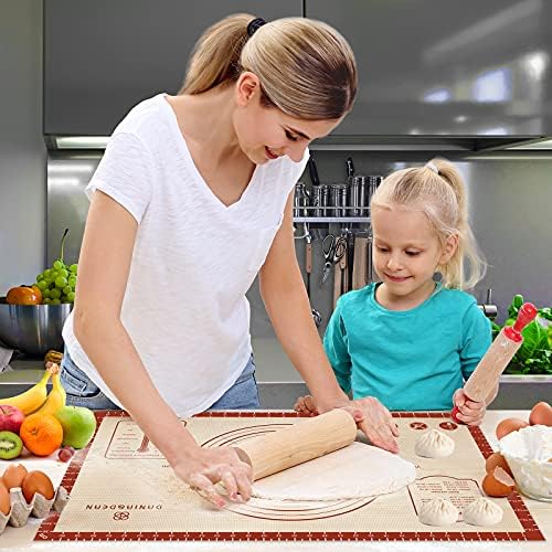 Tapete de assadeira de silicone, 28 x 20 manchas de lençol grande e não bastão com medição de mancha de massa não deslizante, tapete de silicone reutilizável de grau alimentar para fazer biscoitos, macarons, pão e pastelaria