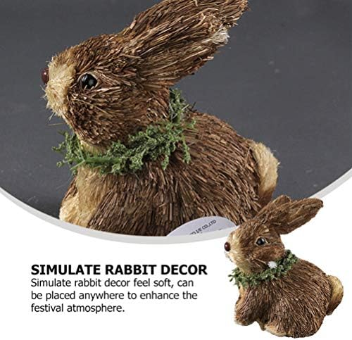 Soimiss Tito Palha Bunny Figure Sisal Bunny Rabbit Day Day Garden Desktop Ornament para decoração da estatueta de Páscoa