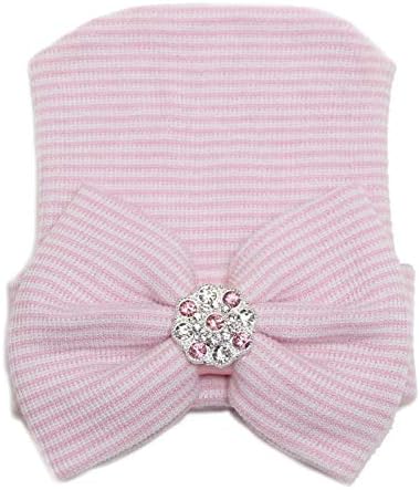 Bebê rosa e brilhante chapéu de pulôver grande e fofo bico de malha de diamante garotas chapéu de chapéu e chapéus para crianças