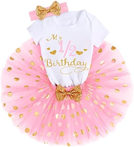 Ibtom Castle Baby Girls It's My 1/2 e 1st / 2nd / 3rd Birthday Cake Smash Fort Princess Tutu Skirt w / Meocks & Headband Set
