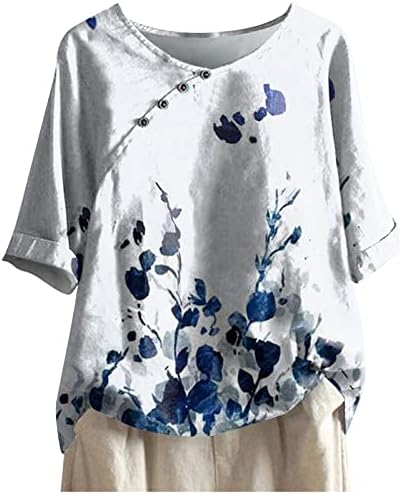 Camiseta de blusa para meninas adolescentes curtas 1/2 manga 2023 Crewneck de algodão gráfico floral solto ajuste relaxado penhas