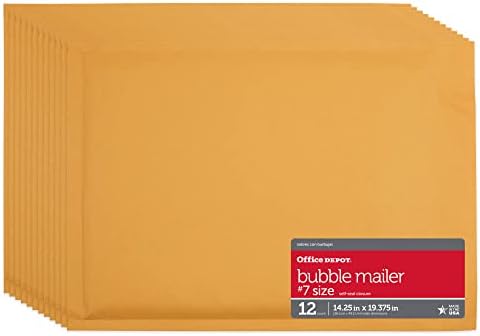 Office Depot Bubble Mailers, tamanho 7, 14 1/4in. x 19in., pacote de 12, 284341