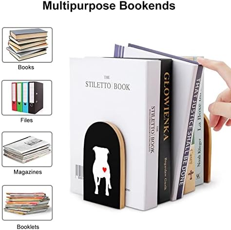 Pitbull Heart Wooden Livros Livros não esquisitos Stands Livro Livro Ends finais suporta prateleiras de estantes Decoração