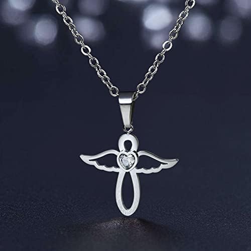 Phocksin Jan-DeC Birthstone colars para mulheres Cubic Zirconia Infinity com colar de pendente de anjo fofo para meninas