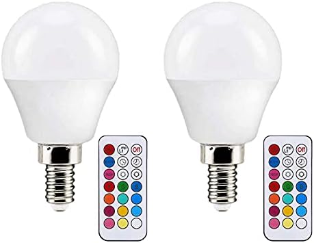 MAOTOPCOM 3W E12 RGB lâmpadas de candelabra LED, alteração de cor RGBW A15 Dimmable LED Candle Bulb & IR Remote Controller, Luzes