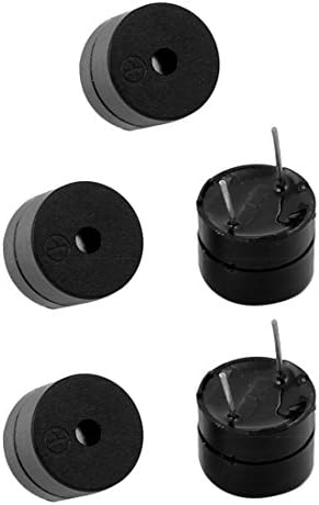 Aexit 5pcs DC Segurança e vigilância 5V Buzeira ativa Alarme de tom de bipe contínuo de bipe 12 mm Horns e sirenes x 9,5mm