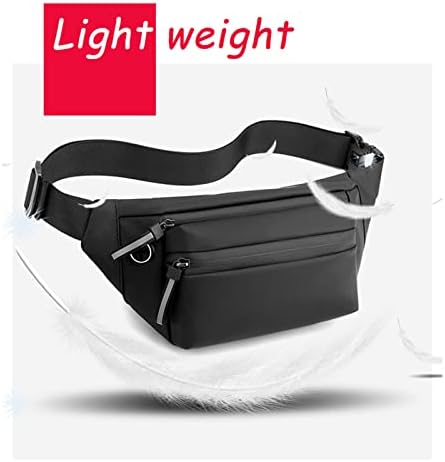 Pacote de fanny preto da cintura com cintura correndo com 3 bolsos para o celular A bolsa com cinto de cinta adequado para caminhadas esportes ao ar livre e zíper reflexivo suave