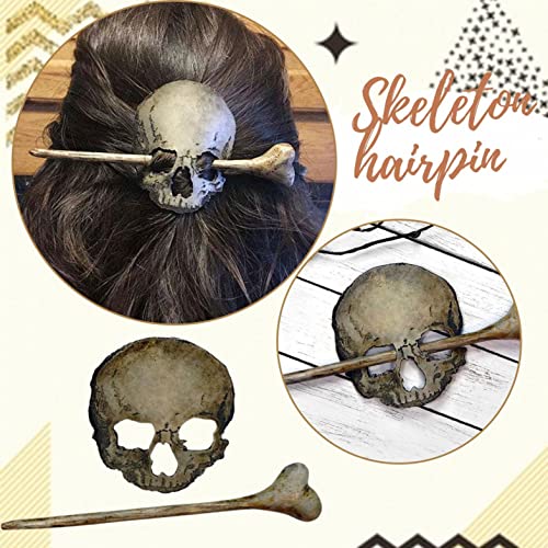Slide de pino de cabelo do crânio zitiany com osso falso, retro crânio Death Moth Hairpin Resina Acessórios de cabelo para mulheres,