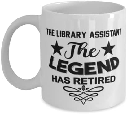 Assistente de biblioteca caneca, a lenda se aposentou, idéias de presentes exclusivas para o assistente de biblioteca,