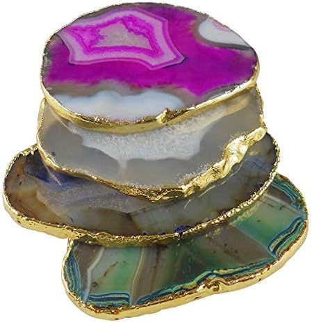 Montanha-russa de pedra de sharvgun com revestimento de ouro, tapete de xícara de cor mista de 3 a 4 polegadas, bela de pedra