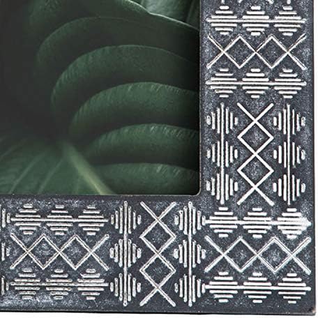 FORESIDE HOME E JARDIM BLACK BLATE 5 x 7 polegadas Tribal Pattern Decorative Wood Picture, Foreside Home and Garden 5x7 Kuba