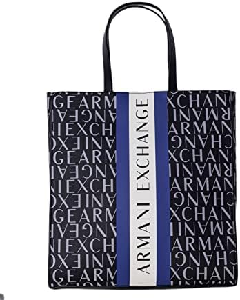 A | X Armani Exchange todo o logotipo da bolsa de compras ecológicas, preto
