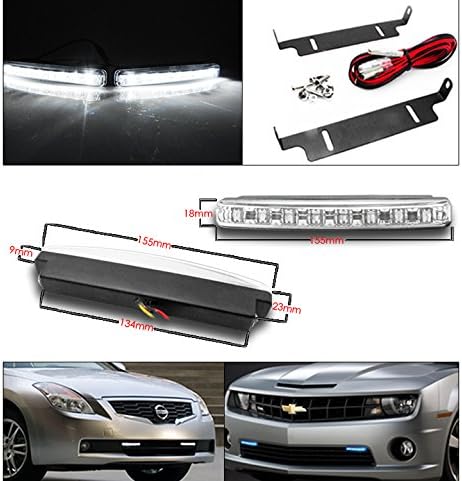 ZMAUTOPARTS SUBSTITUIÇÃO FELIZAÇÕES NAS BLACK FACTAMPS W/6 LUZES DRL LED BLANCE PARA 2003-2007 SATURN ION Sedan