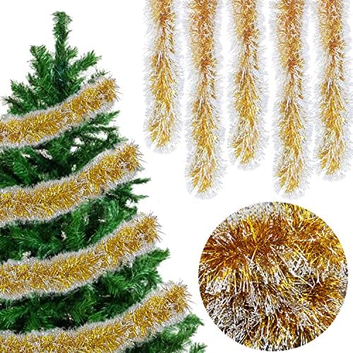 Getterb 5 peças Tinsel Christmas Garland decoração Total de 33 pés Flâmicas metálicas Decoração de árvore de Natal Férias de Natal