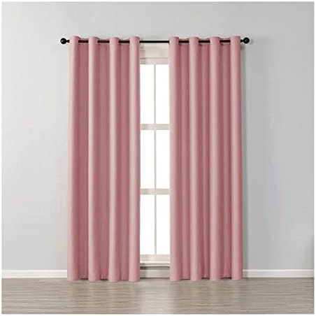 Cortina decorativa Daesar para sala de estar 2 painéis, cortinas de quarto Blackout ilhas poliéster rosa cor de cor de cor sólida cortinas de tratamento de janelas 52 W x 45 l