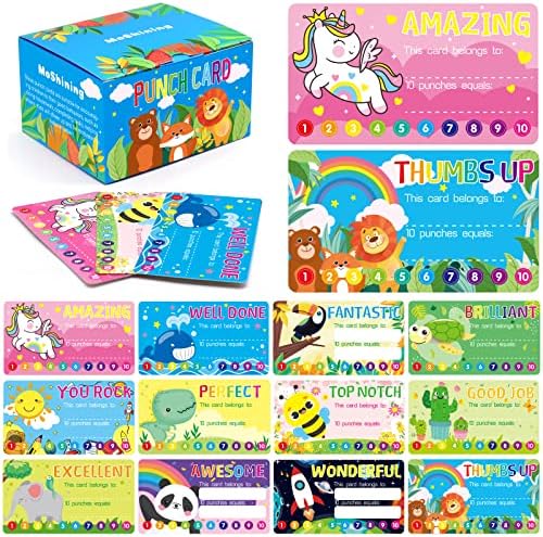 Comportamento Cartões Punch CARTS 384 Pacote Pacaco Suprimentos de incentivo Gráfico de recompensa para crianças Cartões