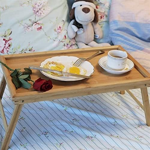 Zhyh Wooden Dobing Lapting Table Café da manhã para candidatos bandejas de cama, dobrável ajustável com capa e pernas no suporte da